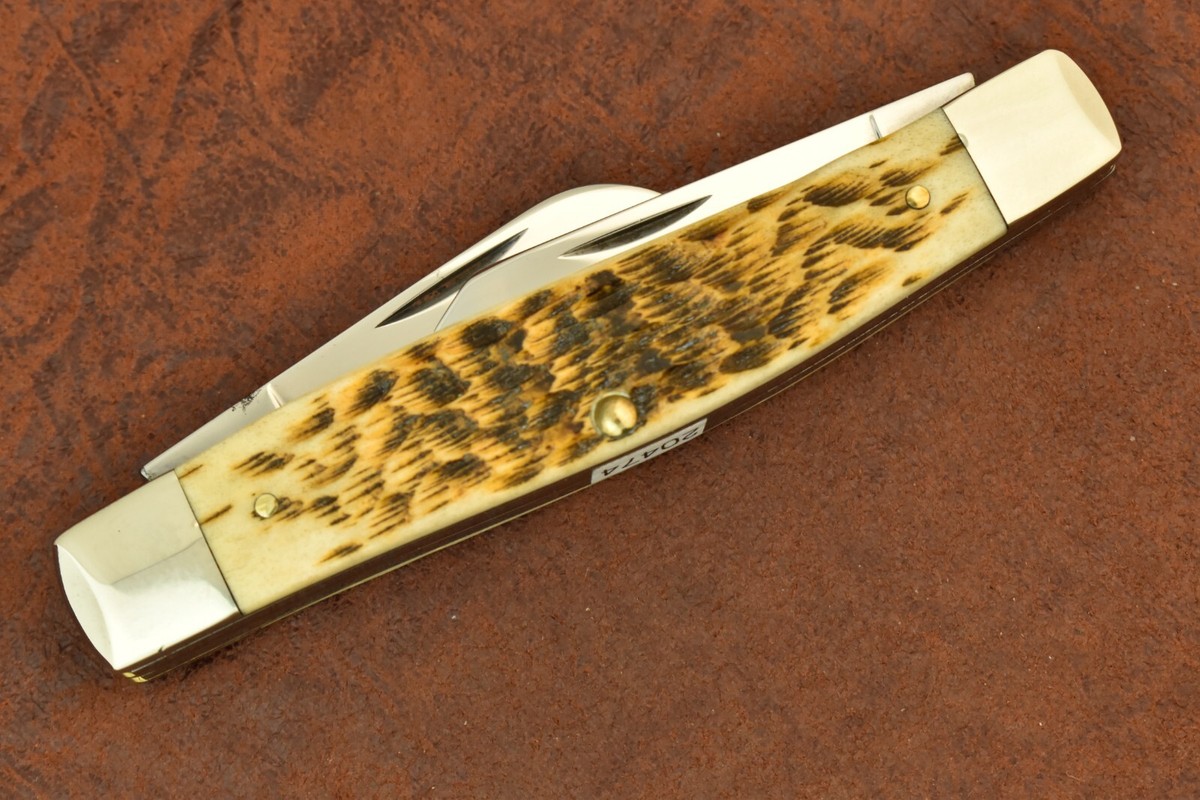 CASE XX USA 2009 AMBER JIGGED BONE JUMBO STOCKMAN KNIFE 6375 CV