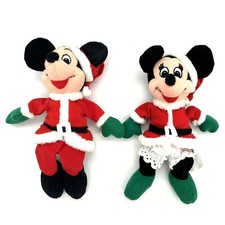Disney Store Santa Mickey Mouse  Mrs. Claus Minnie Mini Bean Bag Plush lot 7  