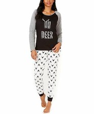 Family PJs Women's Oh Deer Pajama Set Black XXL