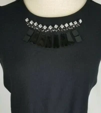 Worthington Womens Size PXL Black Rhinestones Sleeveless Peplum Blouse Top