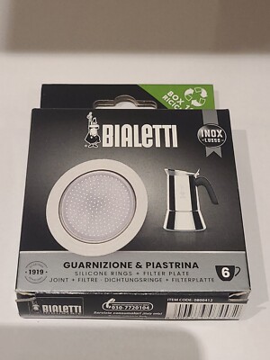 Bialetti 6 Tassen Inox Filterplatte & 1 Dichtung/Dichtung/Gummiring - Venus Musa Kitty