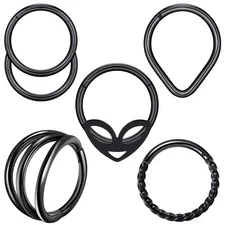 5Pcs/Lot 16G Hinged Nose Hoop Septum Clicker Helix Cartilage Piercing Jewelry