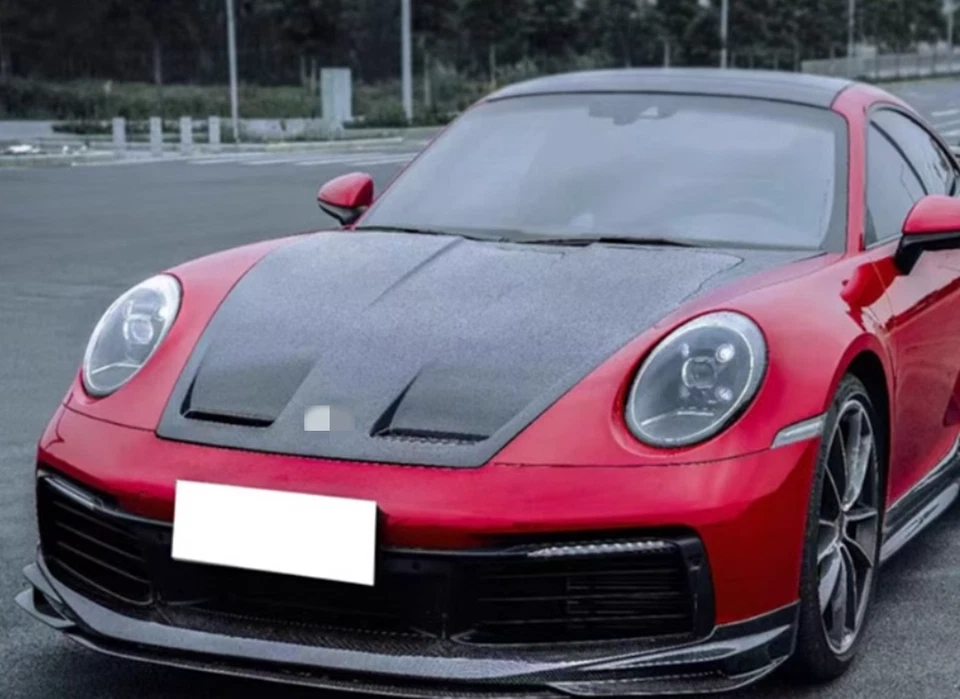 Cubierta de capó ventilada de fibra de carbono real para Porsche 911 2004-2022 Foto 3 de 4