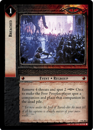 LOTR CCG 1x  Breached - 7R266 - Foil Moderate Play The Return of the King