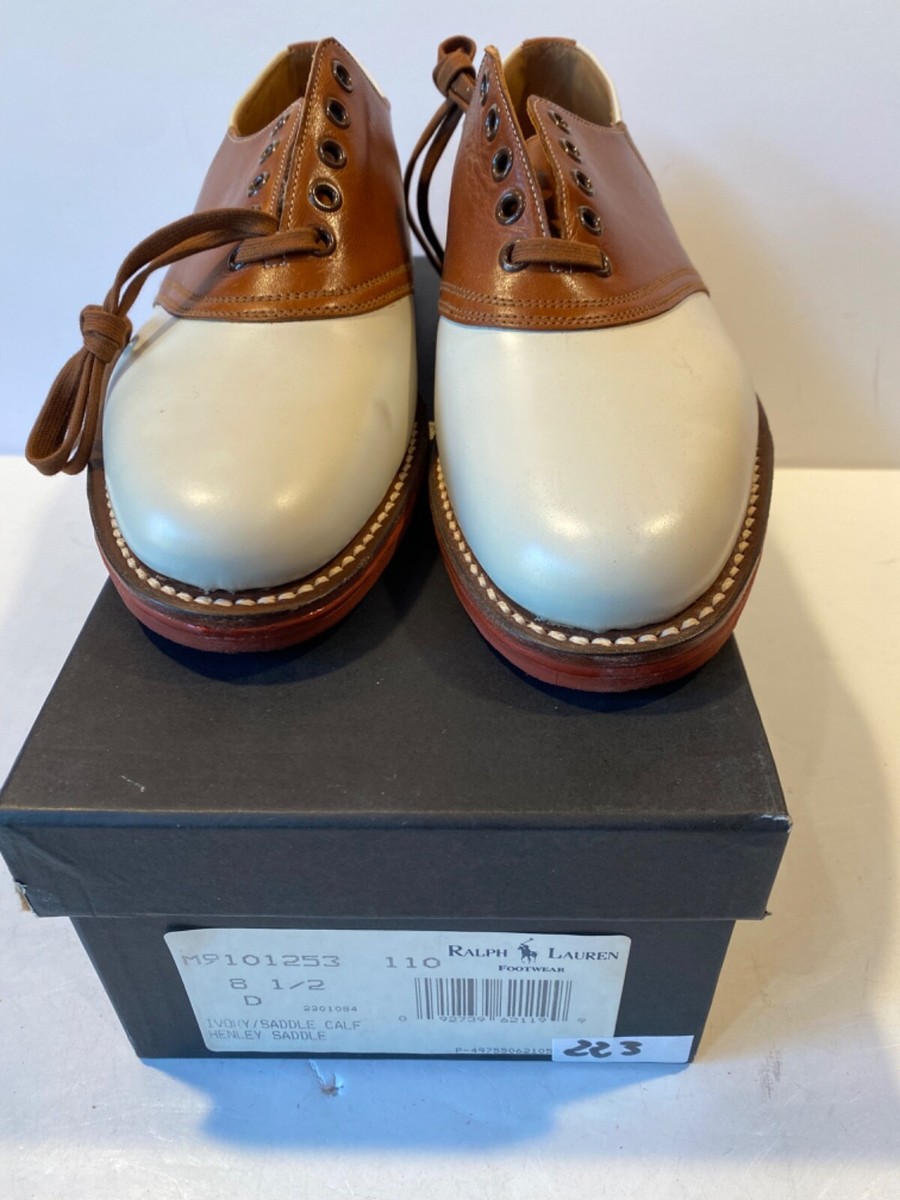 Ralph Lauren Crockett & Jones Golf Saddle Ivory Brown Spectator