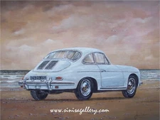 1962 Porsche 356 Carrera 2 Original Classic Car Art Painting on Canvas