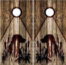 Black Lab Hunting Wood LAMINATED Cornhole Wrap Bag Toss Skin Decal Sticker