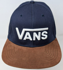 Vans Navy Blue Faux Suede Brim Snapback Baseball Hat Men's Skater Cap VTG