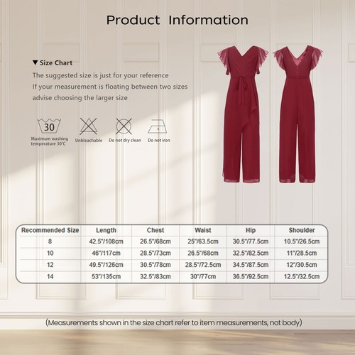 Kids Girls Jumpsuit Prom Rompers Pageant Overalls High Waist Bodysuit Communion - Picture 42 of 60