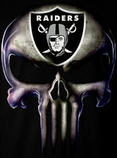 2 Oakland Raiders Waterproof Vinyl Punisher Skull Stickers Las Vegas Decal 5x3.8