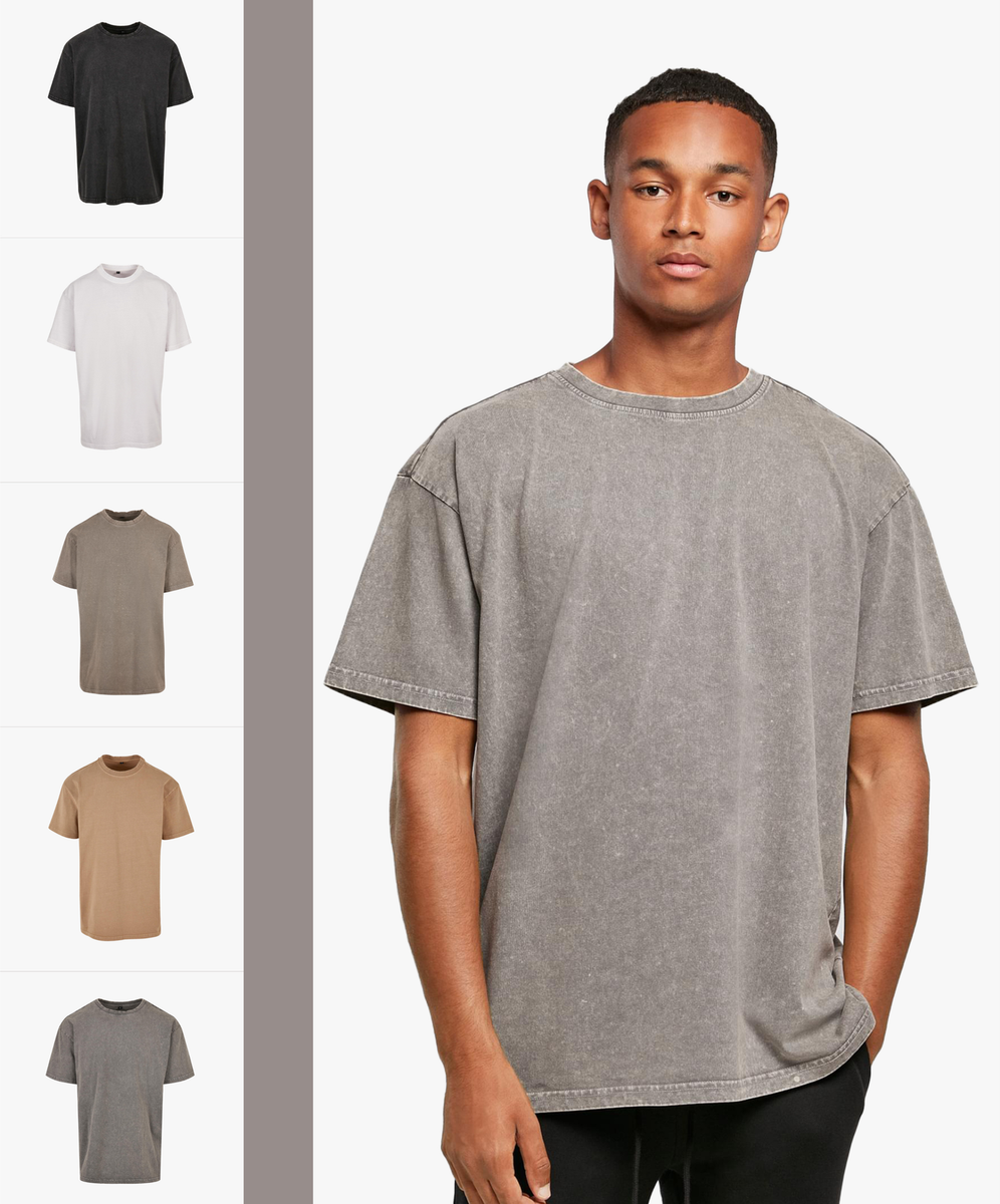 Oversize Tee, Acid Washed Heavy Men's T-Shirt, Plain Design