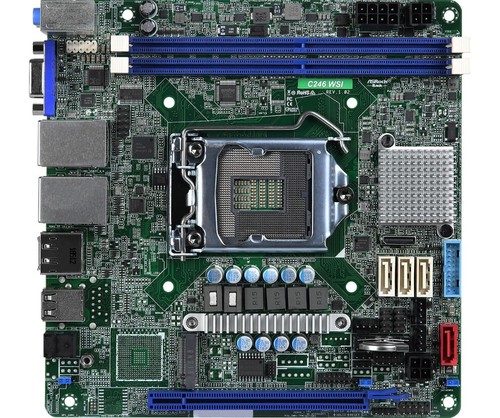 Asrock C246 WSI LGA 1151 Motherboard Support Intel Xeon E-2100/E-2200 Series CPU - Picture 1 of 4