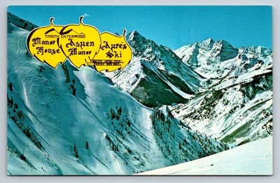 Vintage Apres Ski Lodge Aspen Manor Colorado Mountains Postcard R. C. Bishop