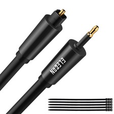 Elecan Mini Toslink to Toslink Digital Optical S/PDIF Audio Cable 15 Ft, Gold...