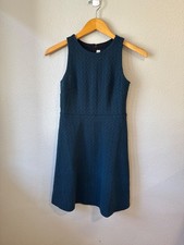 Ann Taylor Loft Petite Sleeveless Textured Blue Fit & Flare Dress OOP NWT