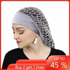 Lady Mesh Crochet Hair Snood Elastic Long Hair Net Head Cover Hair Care Nightcap