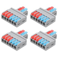 4pcs Din Rail Press Quick Terminal Blocks Splicing Wire Connectors 2 in 6 out