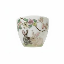 Handgefertigte Keramik-Teetasse, cremefarbenes Porzellan, Blumenhase, Kung Fu
