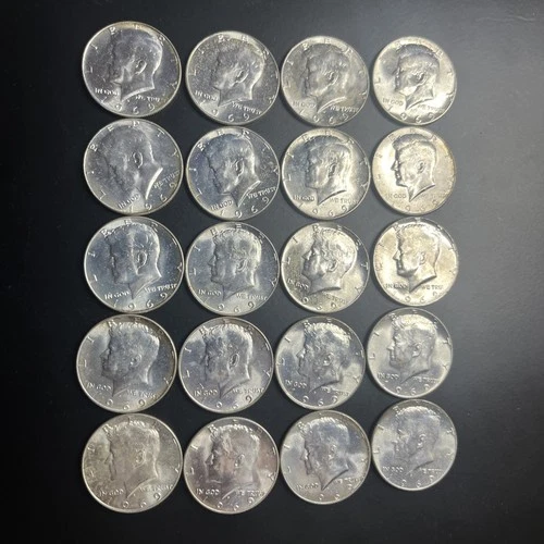 1969-D Kennedy Half Dollar 20-Coin Roll BU - 40% Silver!