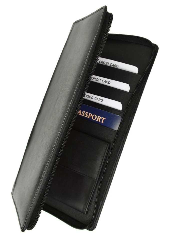RFID Blocking Leather Travel Wallet Passport Air Ticket Organizer - Image 4 of 4