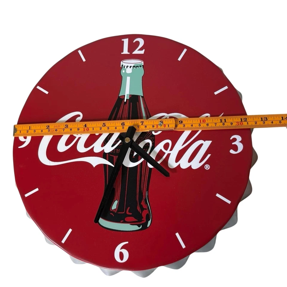 Coca-Cola Bottle Cap Wall Clock Red Round 12” Retro Kitchen Diner Decor Quartz - Image 3 of 4