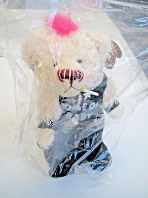 VINTAGE REBEL BIKER PUNK TEDDY BEAR! ELLIS BEAR! PLUSH IMAGE! 12'' W/ STAND! NEW