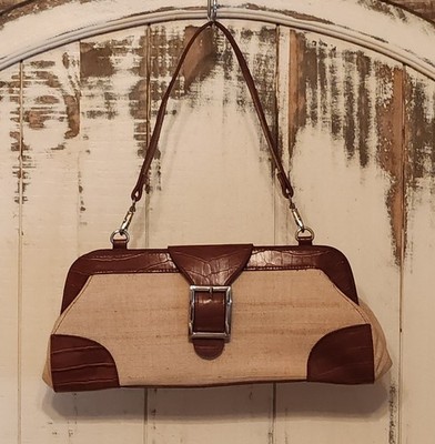 Cato Beige Body W/ Brown Faux Alligator Skin Trim Small Purse Handbag New