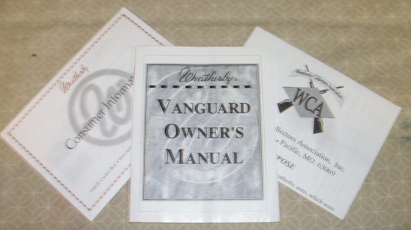Weatherby Vanguard Instructions /  Owners Gun Manual 1997 Original