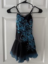 Figure Skating Dress, Blue, Child XL / Adult XS