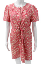 Marc By Marc Jacobs Women Pink Cotton Floral Shirt Dress Short Sleeve Size 12