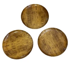 3 Sweese Wood Grain Design Salad /Side Plates 8 3/8” No Chips/cracks