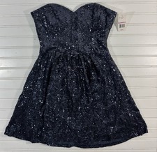 B. Smart Navy Blue Sequin Sweetheart Dress Mini Layered Sparkle Size 11/12 New