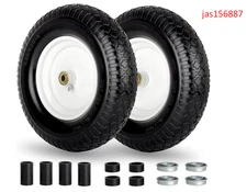 4.80/4.00-8" Wheelbarrow Tire,16" Flat-Free Solid Tire and Wheel,3" Centered Hub