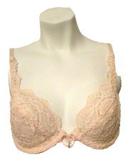 Victoria's Secret Gold Label Chantilly Lace Second Skin Satin UW Demi Bra 34B
