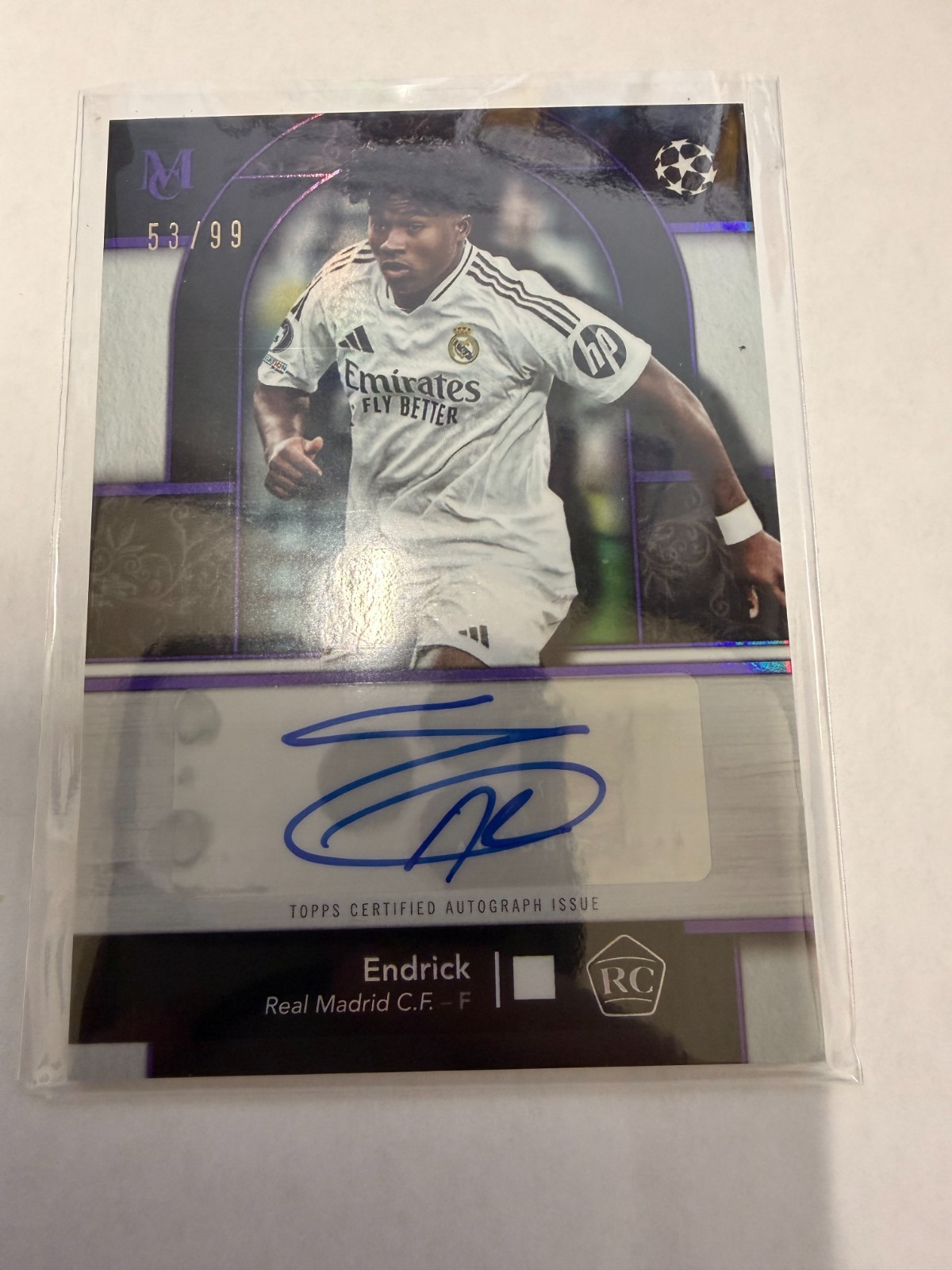 2024-25 Topps Museum UEFA Endrick RC Rookie Auto Purple Amethyst /99