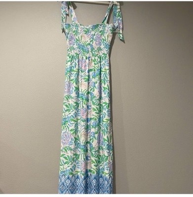 Lilly Pulitzer Kailua Smocked Maxi Dress Women's Dress Resort White : XL