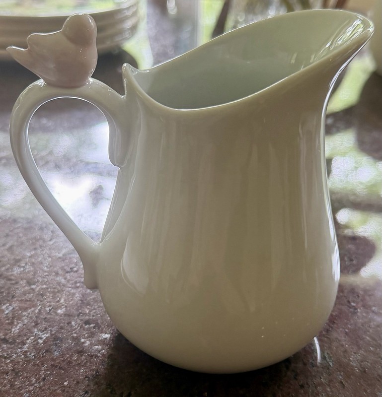 Cordon Blue Pitcher With Pink Bird On Handle Gorgeous