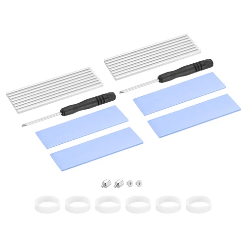 2Pcs M.2 2280 Nvme SSD Heatsink Cooler w 1mm,1.5mm Thermal Pad Silver