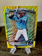 2025 1st Bowman Chrome Fabian Lopez Yellow Wave Refractor /75 Rare Pre Rookie RC