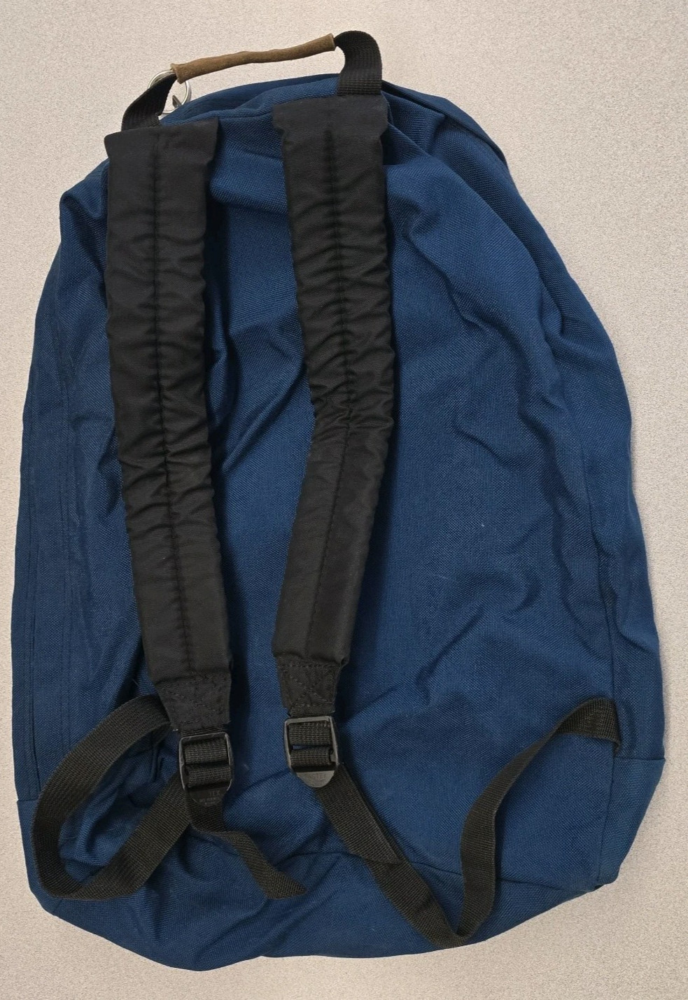 VTG Jansport Blue Backpack USA Made Rare Day Bag Full Zip Open Suede Handle image 2