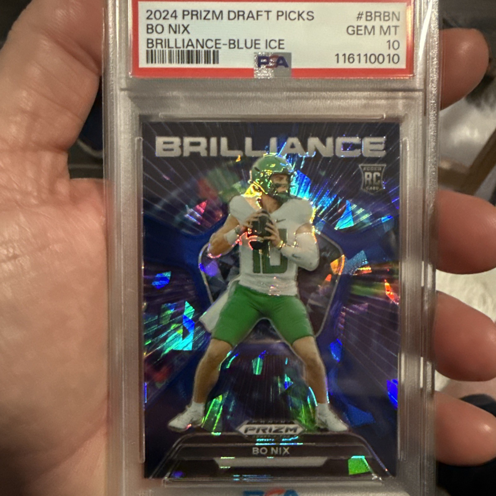 2024 Panini Prizm Draft Picks Brilliance Bo Nix #BRBN Blue Ice PSA 10 84/99