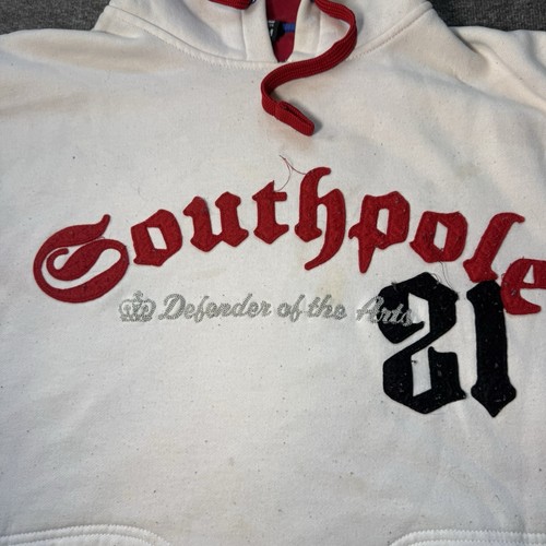 Vintage Southpole Hoodie Mens Medium White Pullover Hip Hop Grunge Y2K - Picture 5 of 15