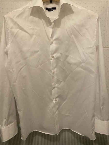 Men Navyboot Shirt White Cotton 42 / XL / 50 #B96X