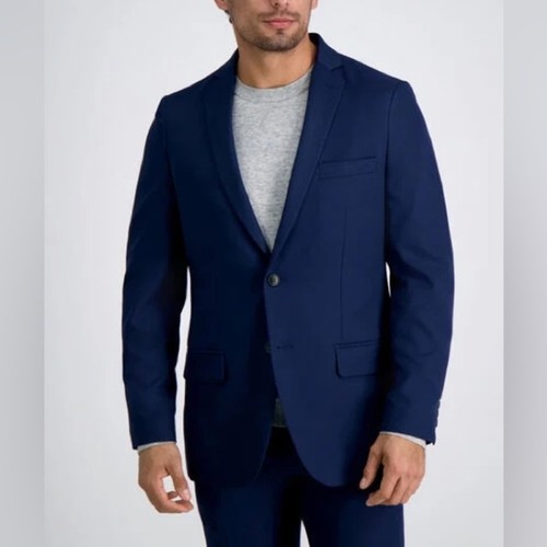 NWT Haggar Slim Fit Active Series™ Herringbone Suit Jacket Navy Blue 42 Long - Picture 1 of 9