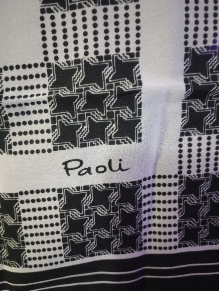 复古 Paoli 黑白几何围巾 – 日本制造 – 21 英寸方形 –... — 第 2/3 张图片