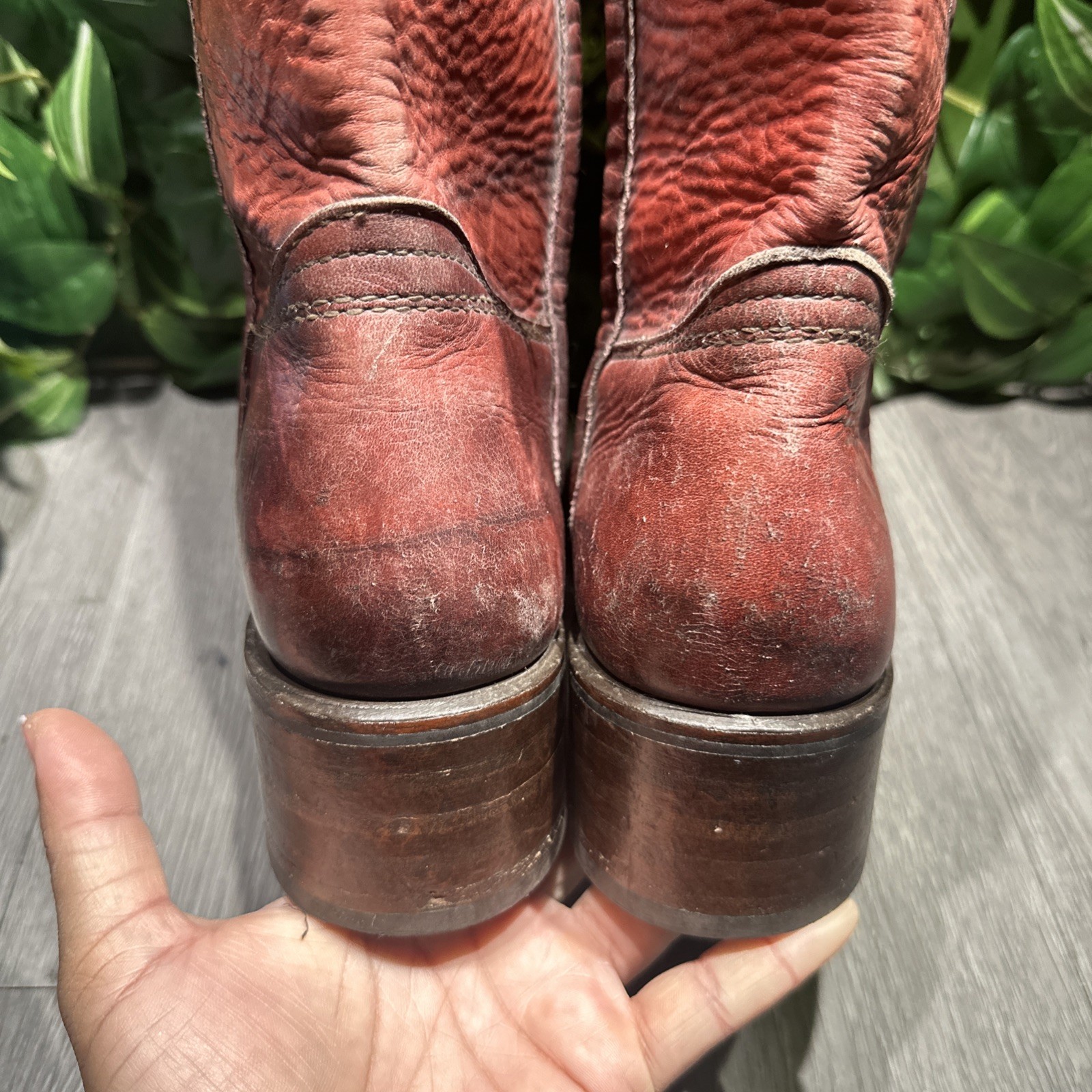 Vtg 70s Frye Campus Boot Longhorn Red Square Toe Black Label Women 9.5 B New image 6