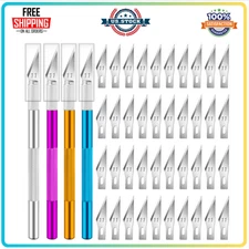 DIYSELF Craft Knife Set, 4 Exacto Knives + 40 Blades for Hobby & Art Use
