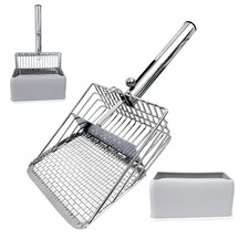 Cat Litter Scoop - Metal Cat Litter Scoop with Holder Adjustable Sliding Baf...