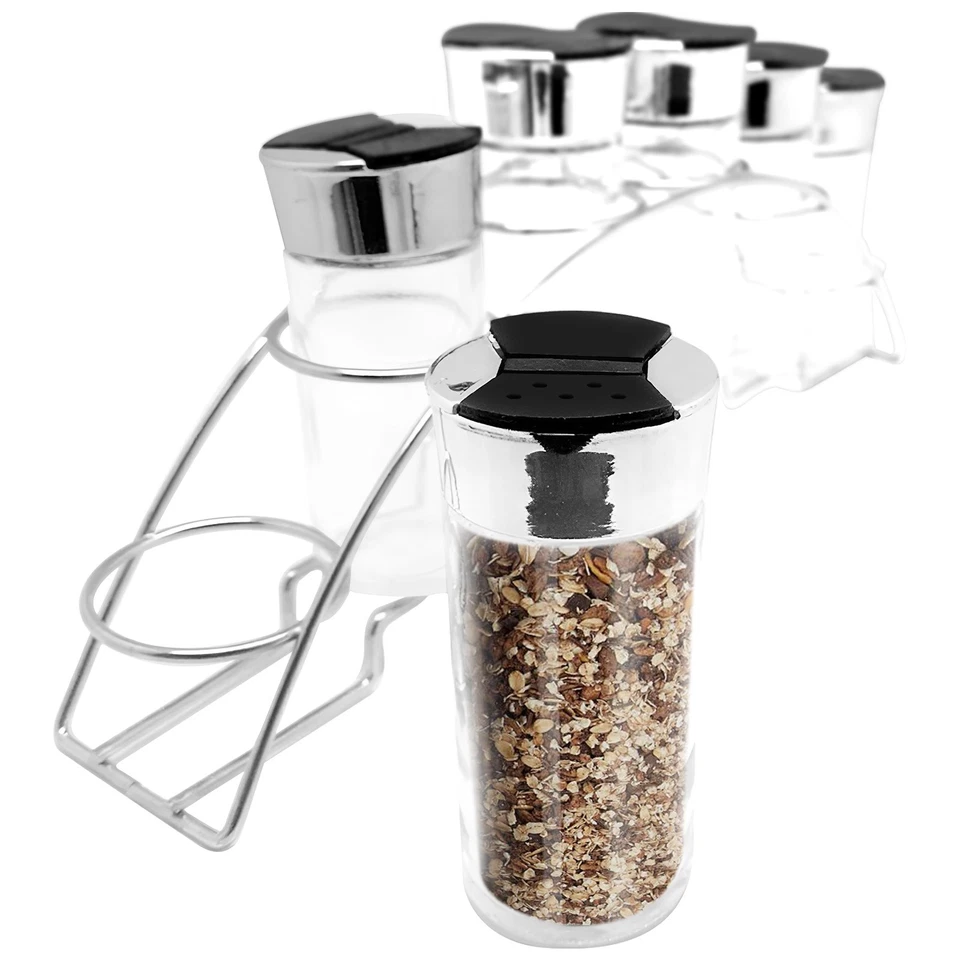 Cheffinger, Set 6 Barattoli 90ml con Supporto Inox per Spezie / Argento - Immagine 3 di 4