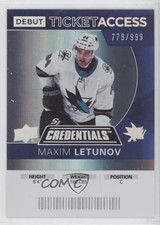 2021 Upper Deck Credentials 2020-21 Debut Ticket Access /999 Maxim Letunov 14hk